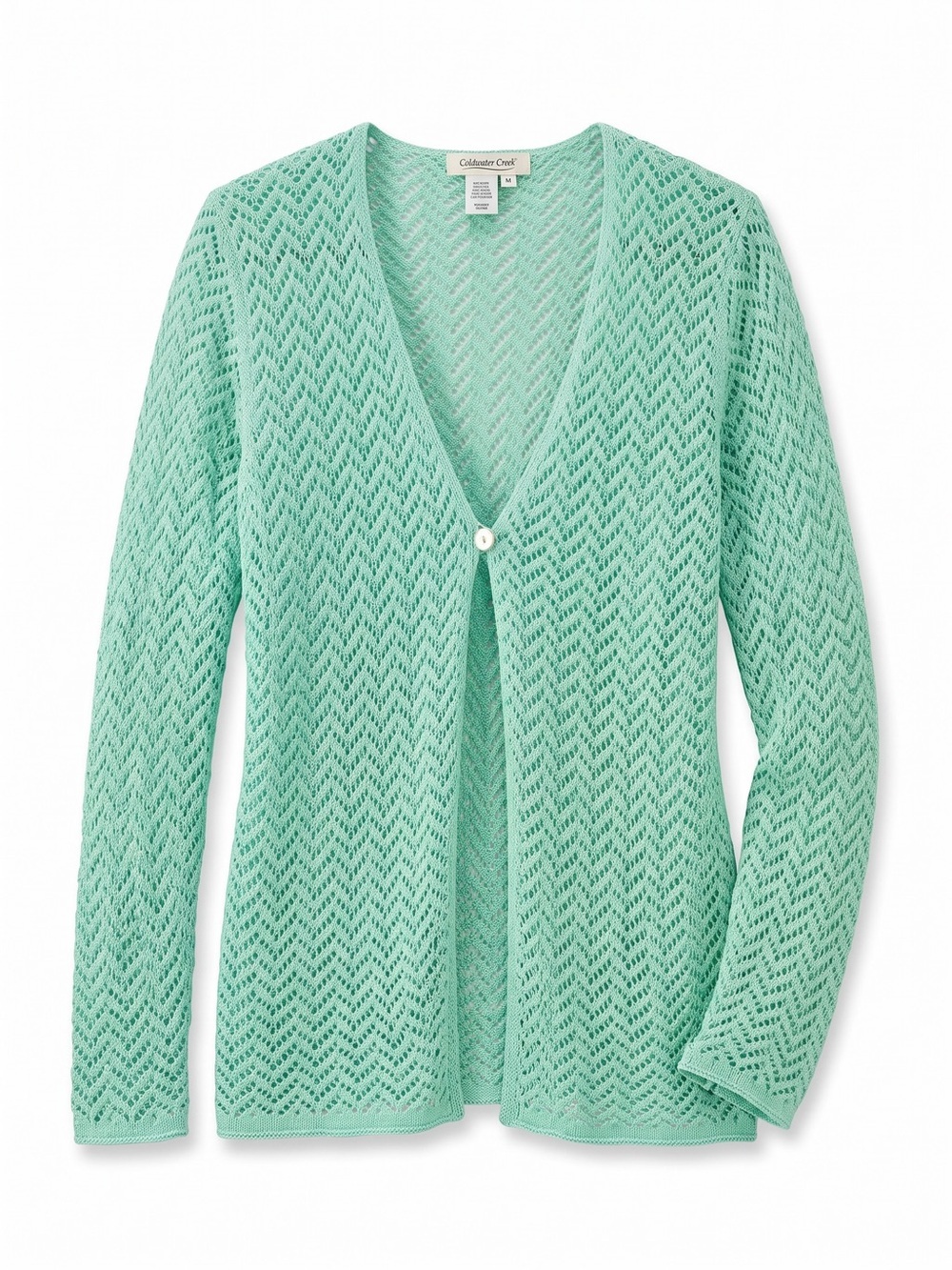 Coldwater Creek Open Stitch Pointelle Knit Cardigan